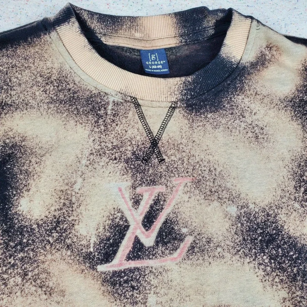 Bleach tie dyed black crewneck sweater